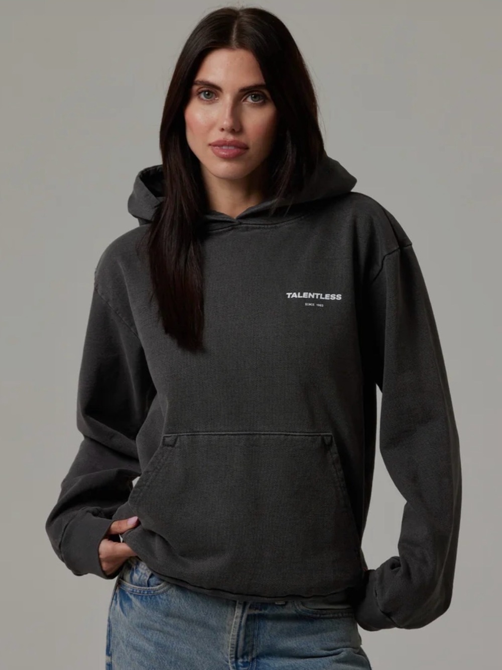Talentless- Women’s Circle Logo Hoodie in Steel Grey